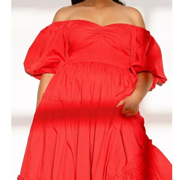 Anthropologie ATSU Dress Red Off-The-Shoulder Red Maxi Dress - Picture 15 of 15